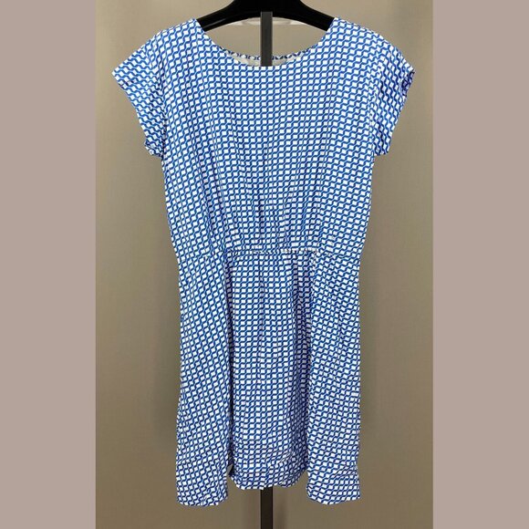 NEW Gap Dress Womens Small blue geometric blouson colorful preppy - Picture 1 of 12